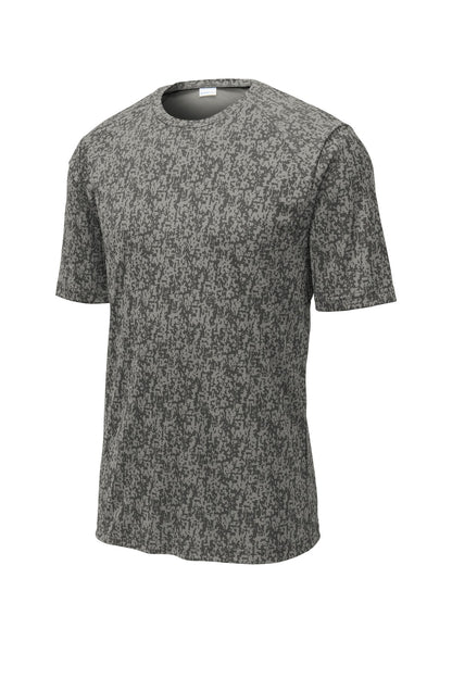Front View of Grey Concrete Sport-Tek Digi Camo Tee. ST460 plain