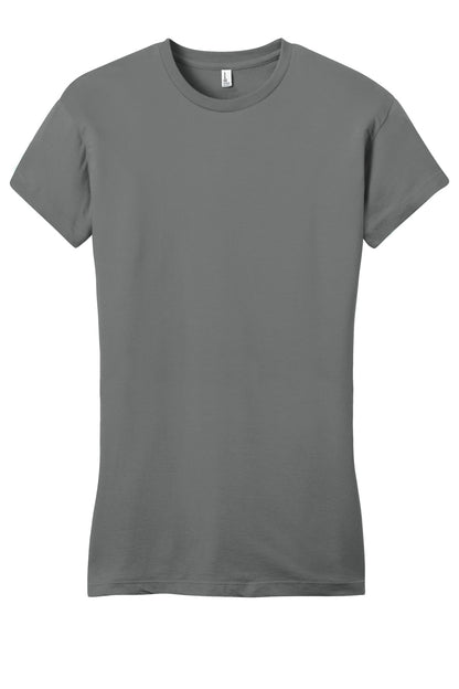 Front View of Grey District Women's Fitted Very Important Tee . DT6001 plain