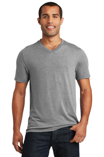 Front View of Grey Frost District Perfect Tri V-Neck Tee. DT1350 plain