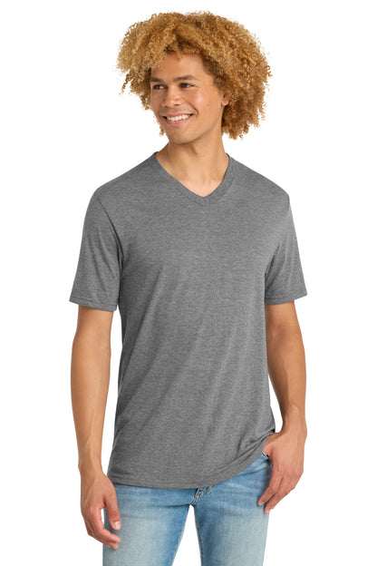 Front View of Grey Frost District Perfect Tri V-Neck Tee. DT1350 plain