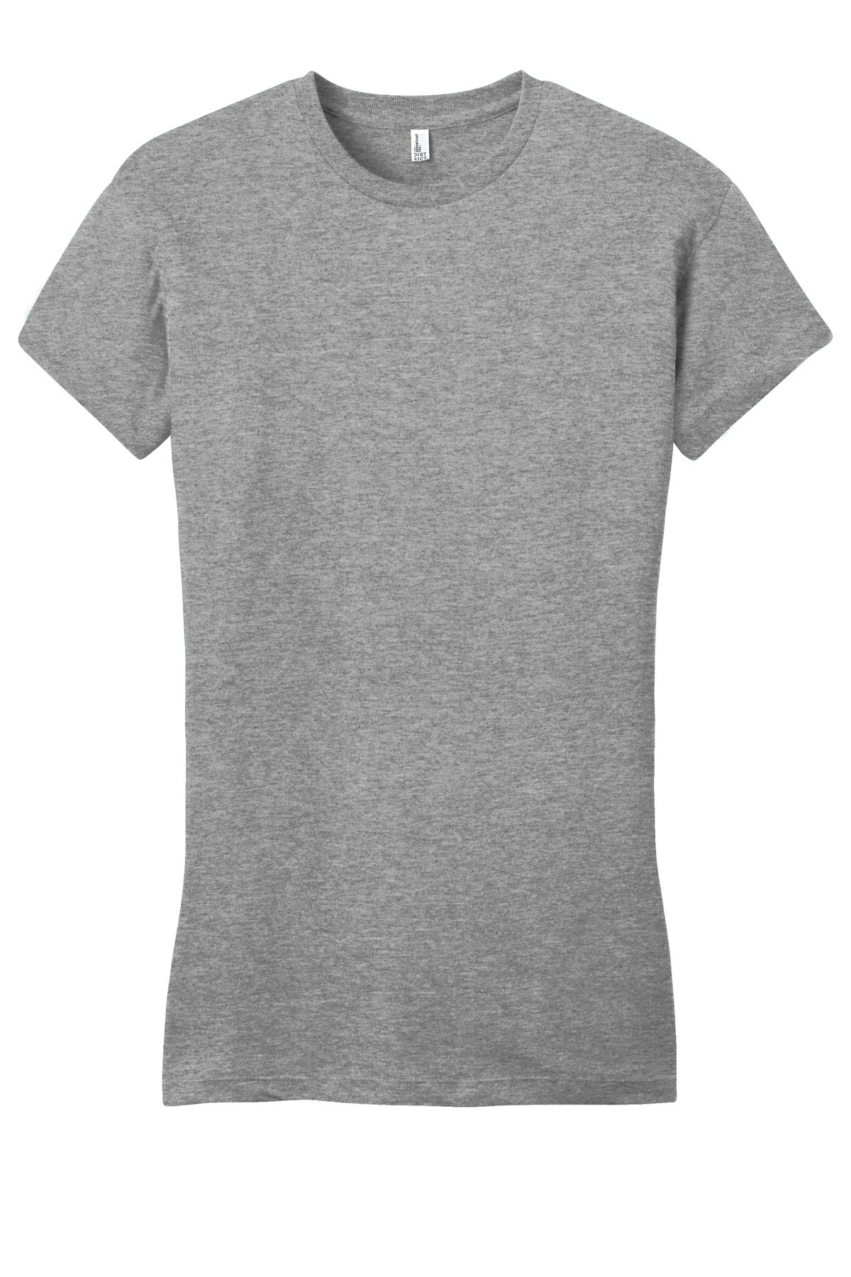 Front View of Grey Frost District Women's Fitted Very Important Tee . DT6001 plain