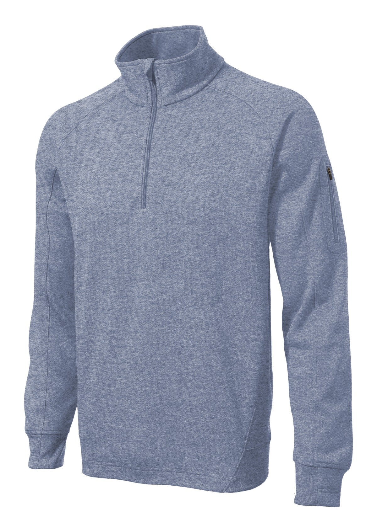 Front View of Grey Heather Sport-Tek Tech Fleece 1/4-Zip Pullover. F247 plain