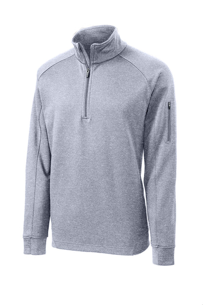 Front View of Grey Heather Sport-Tek Tech Fleece 1/4-Zip Pullover. F247 plain
