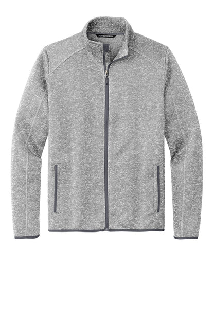 Front View of Grey Hthr Port Authority Sweater Fleece Jacket. F232 plain
