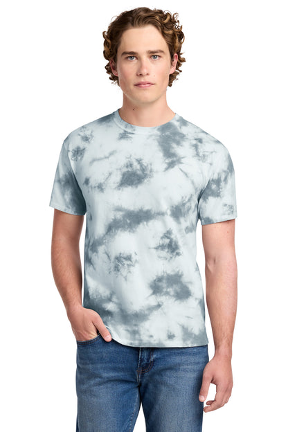 Front View of Grey Port & Co Crystal Tie-Dye Tee PC145 plain