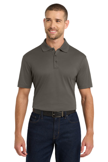 Front View of Grey Smoke Port Authority Rapid Dry Mesh Polo. K573 plain