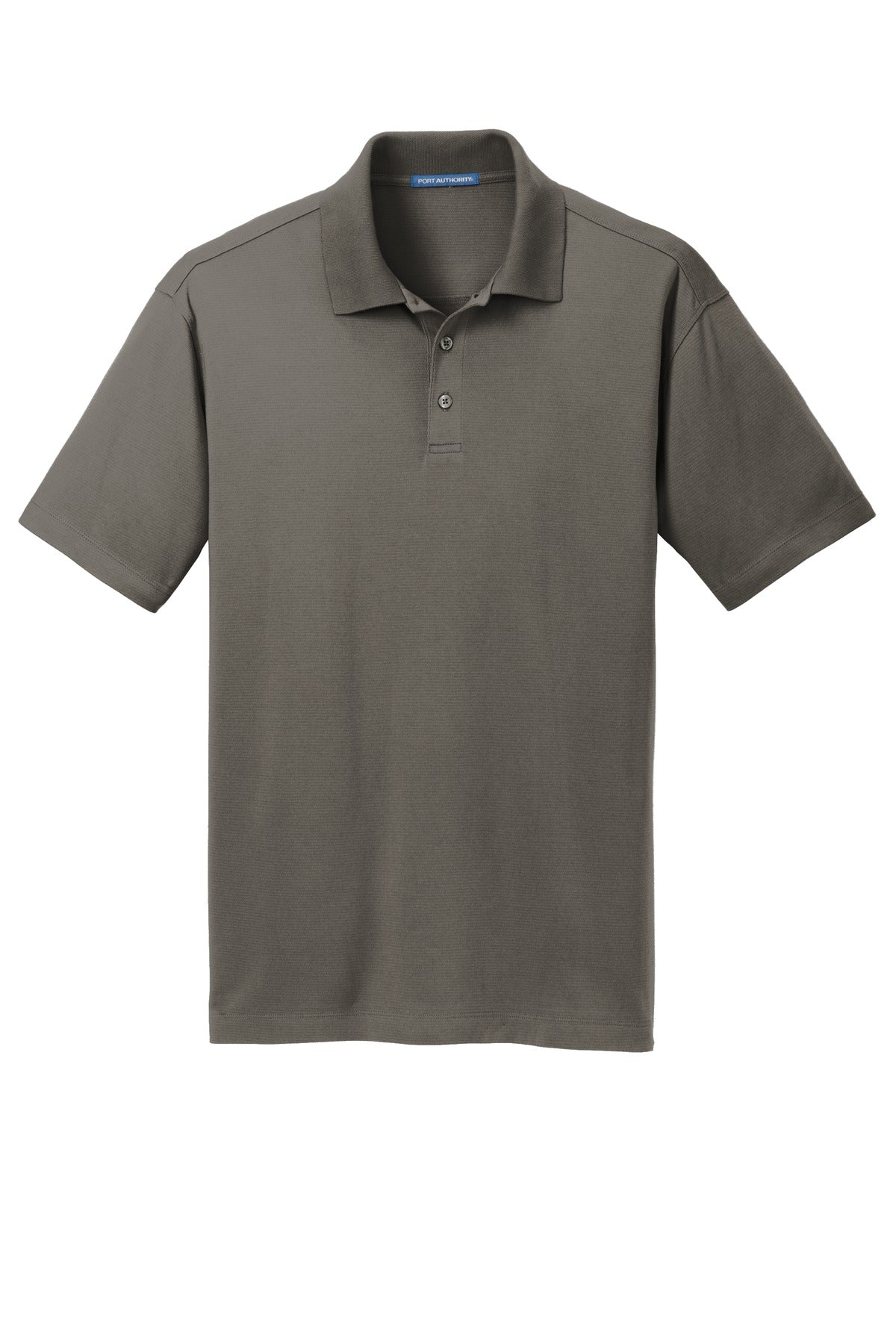 Front View of Grey Smoke Port Authority Rapid Dry Mesh Polo. K573 plain