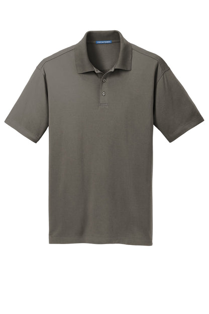 Front View of Grey Smoke Port Authority Rapid Dry Mesh Polo. K573 plain