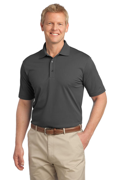 Front View of Grey Smoke Port Authority Tech Pique Polo. K527 plain