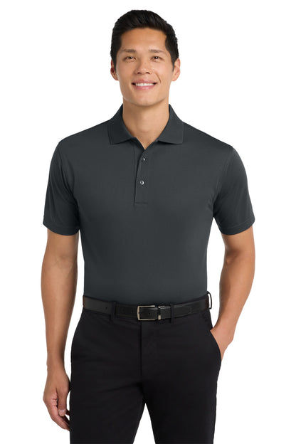 Front View of Grey Smoke Port Authority Tech Pique Polo. K527 plain