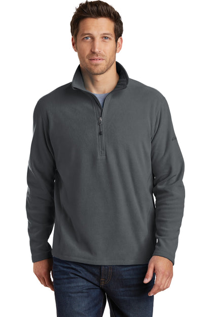 Front View of Grey Steel Eddie Bauer 1/2-Zip Microfleece Jacket. EB226 plain