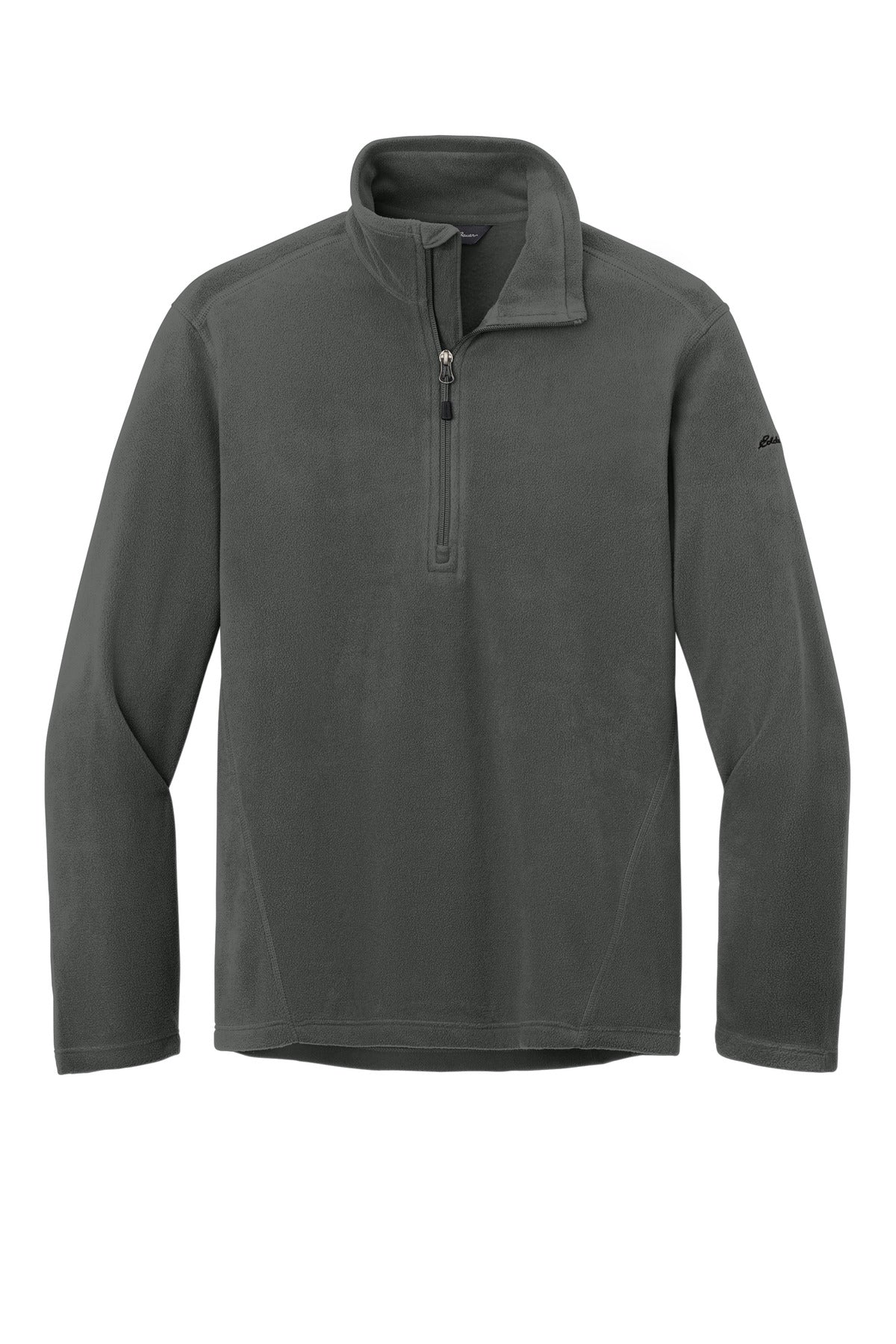 Front View of Grey Steel Eddie Bauer 1/2-Zip Microfleece Jacket. EB226 plain