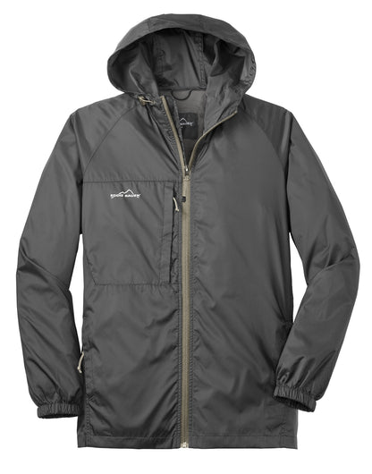 Front View of Grey Steel Eddie Bauer - Packable Wind Jacket. EB500 plain