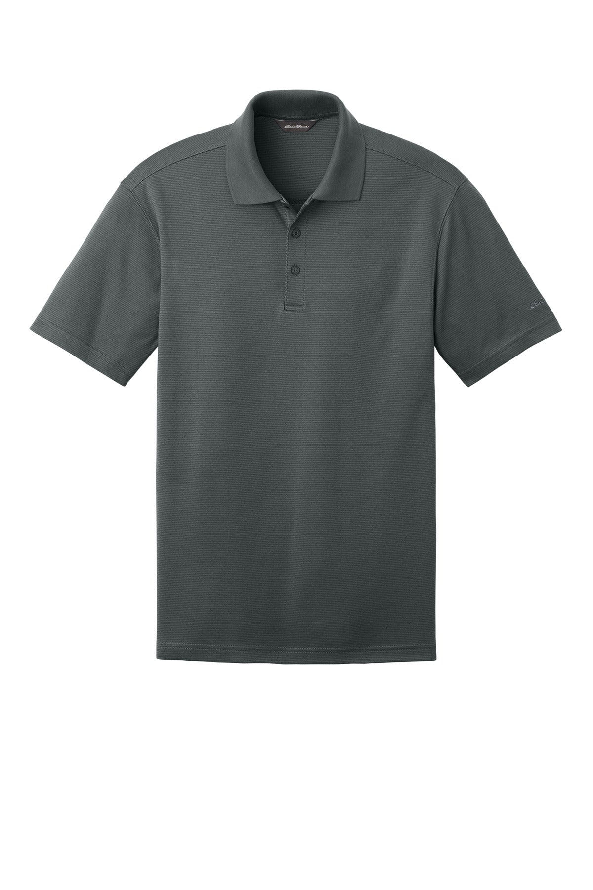 Front View of Grey Steel Eddie Bauer Performance Polo. EB102 plain