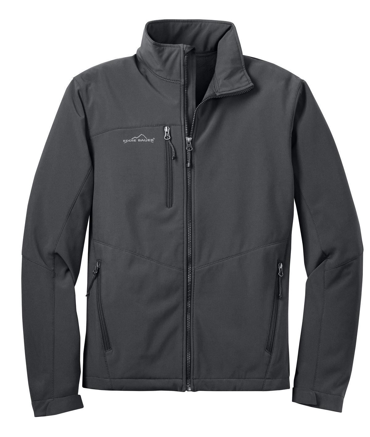 Front View of Grey Steel Eddie Bauer - Soft Shell Jacket. EB530 plain