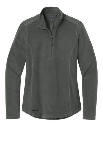 Front View of Grey Steel Eddie Bauer Women's 1/2-Zip Microfleece Jacket EB227 plain