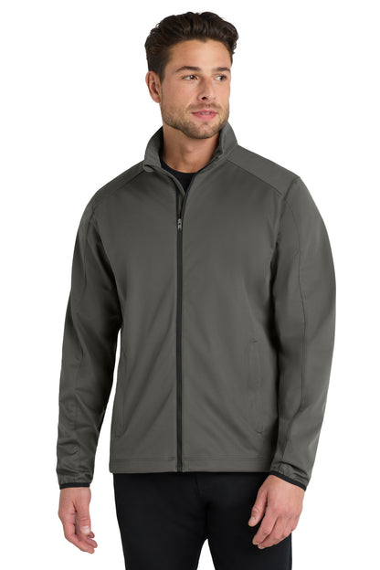 Front View of Grey Steel Port Authority Active Soft Shell Jacket. J717 plain