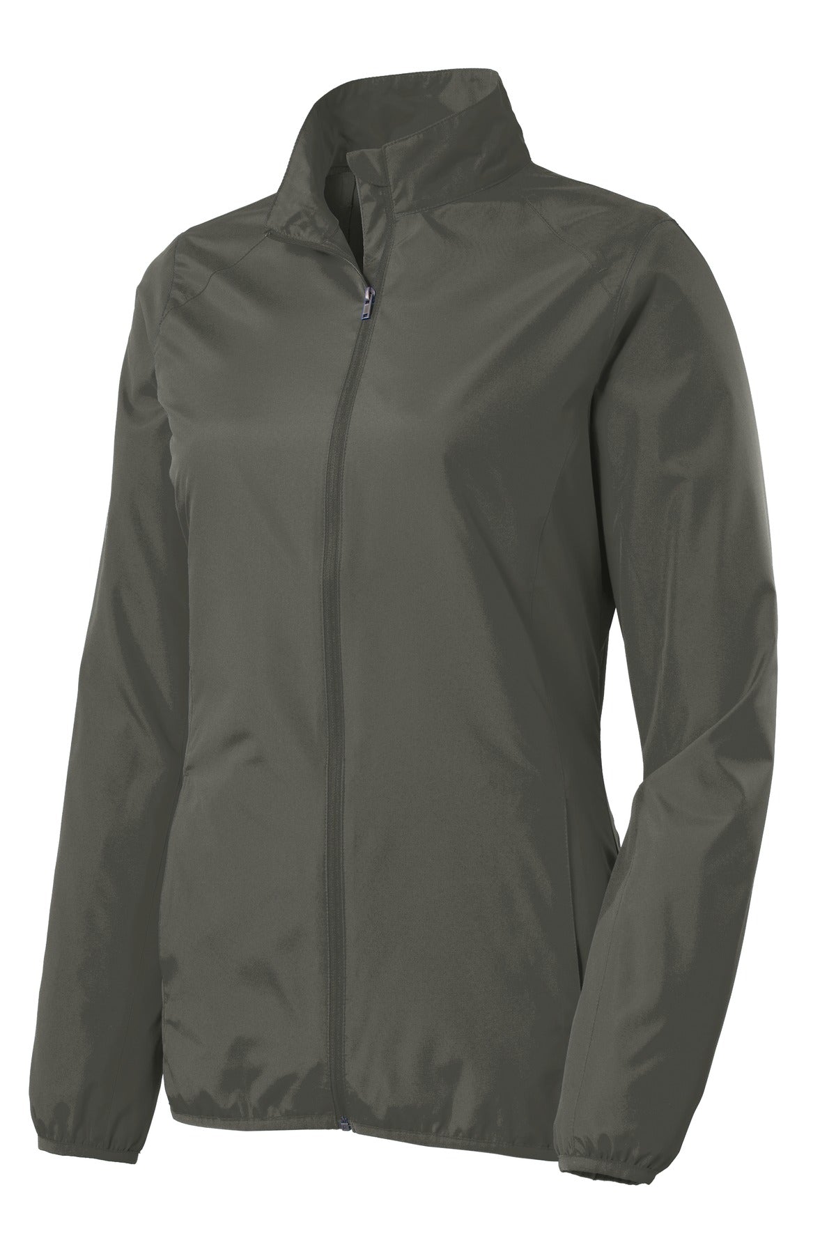 Front View of Grey Steel Port Authority Women's Zephyr Full-Zip Jacket. L344 plain