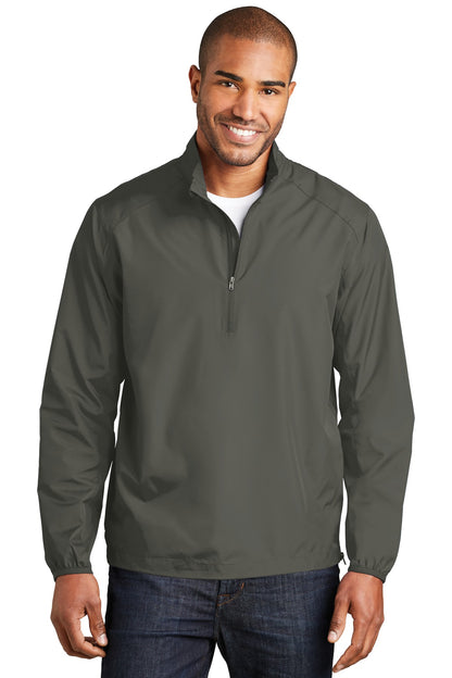 Front View of Grey Steel Port Authority Zephyr 1/2-Zip Pullover. J343 plain