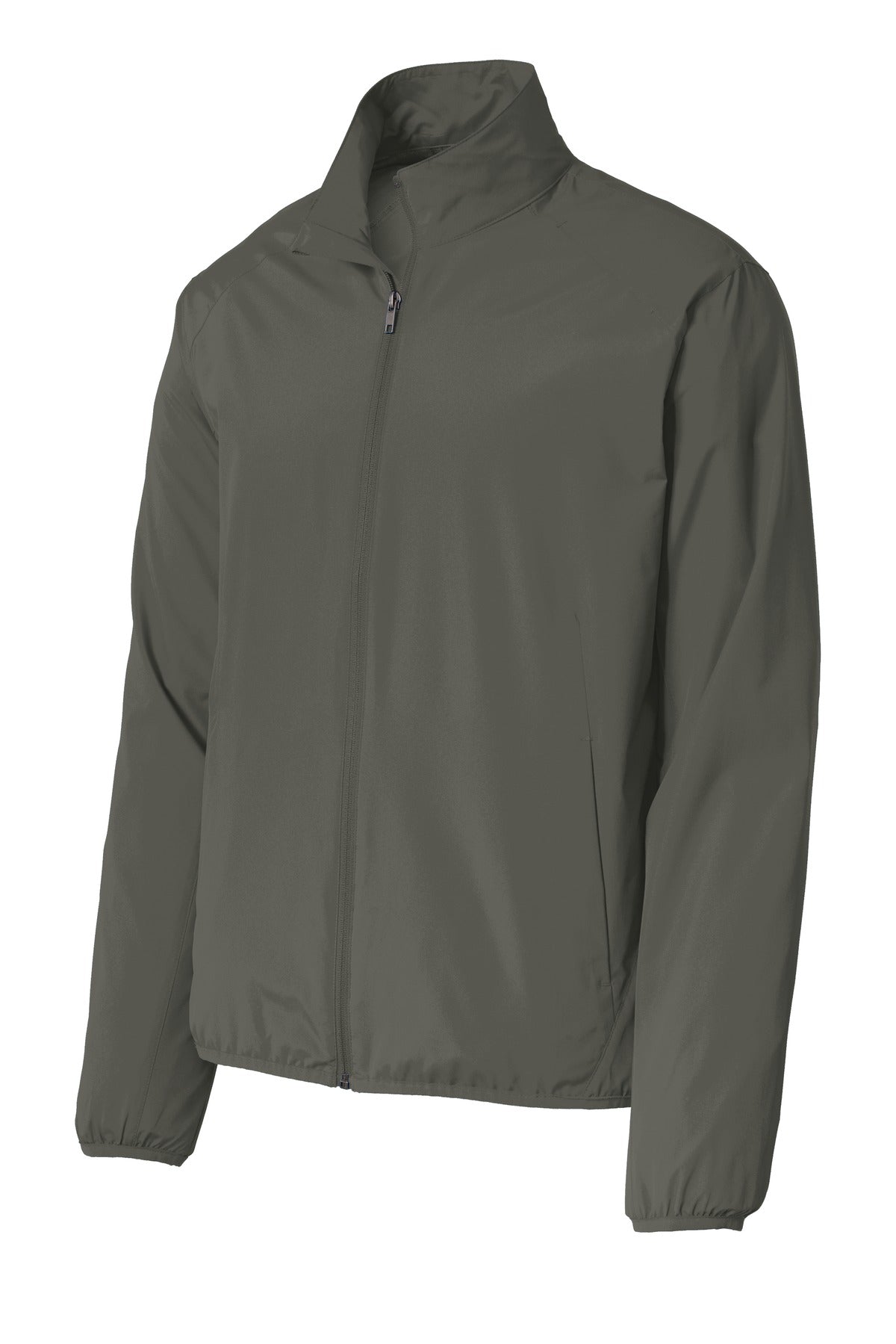 Front View of Grey Steel Port Authority Zephyr Full-Zip Jacket. J344 plain