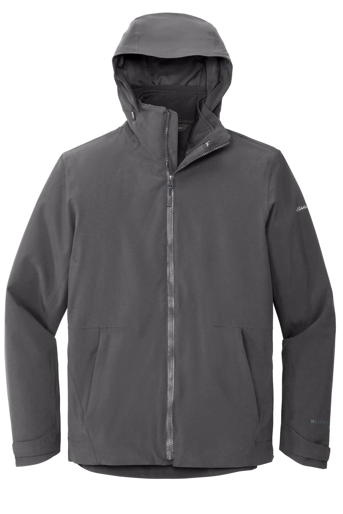 Front View of Grey St/Met Gy Eddie Bauer WeatherEdge 3-in-1 Jacket EB656 plain