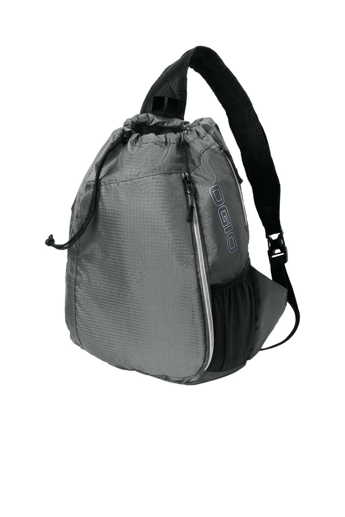 Front View of Grey/Black OGIO Sonic Sling Pack. 412046 plain
