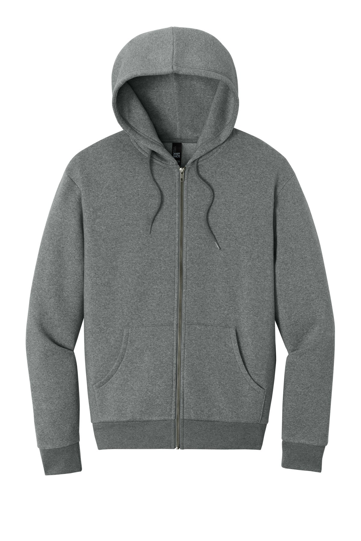 Front View of GreyFrost District MelloFleece Full-Zip Hoodie DT6702 plain