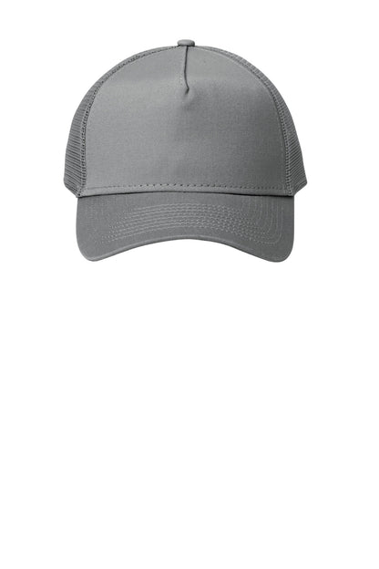 Front View of Grey/Grey New Era Snapback Trucker Cap. NE205 plain
