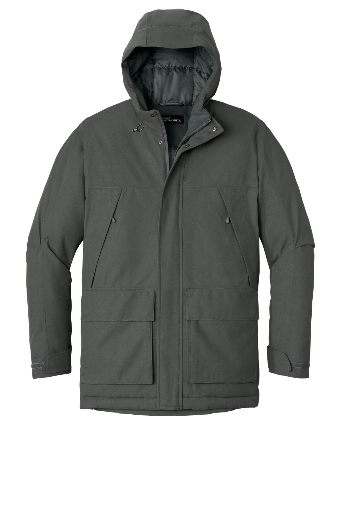 Front View of GreySmoke Port Authority Latitude Waterproof Heavyweight Parka J363 plain