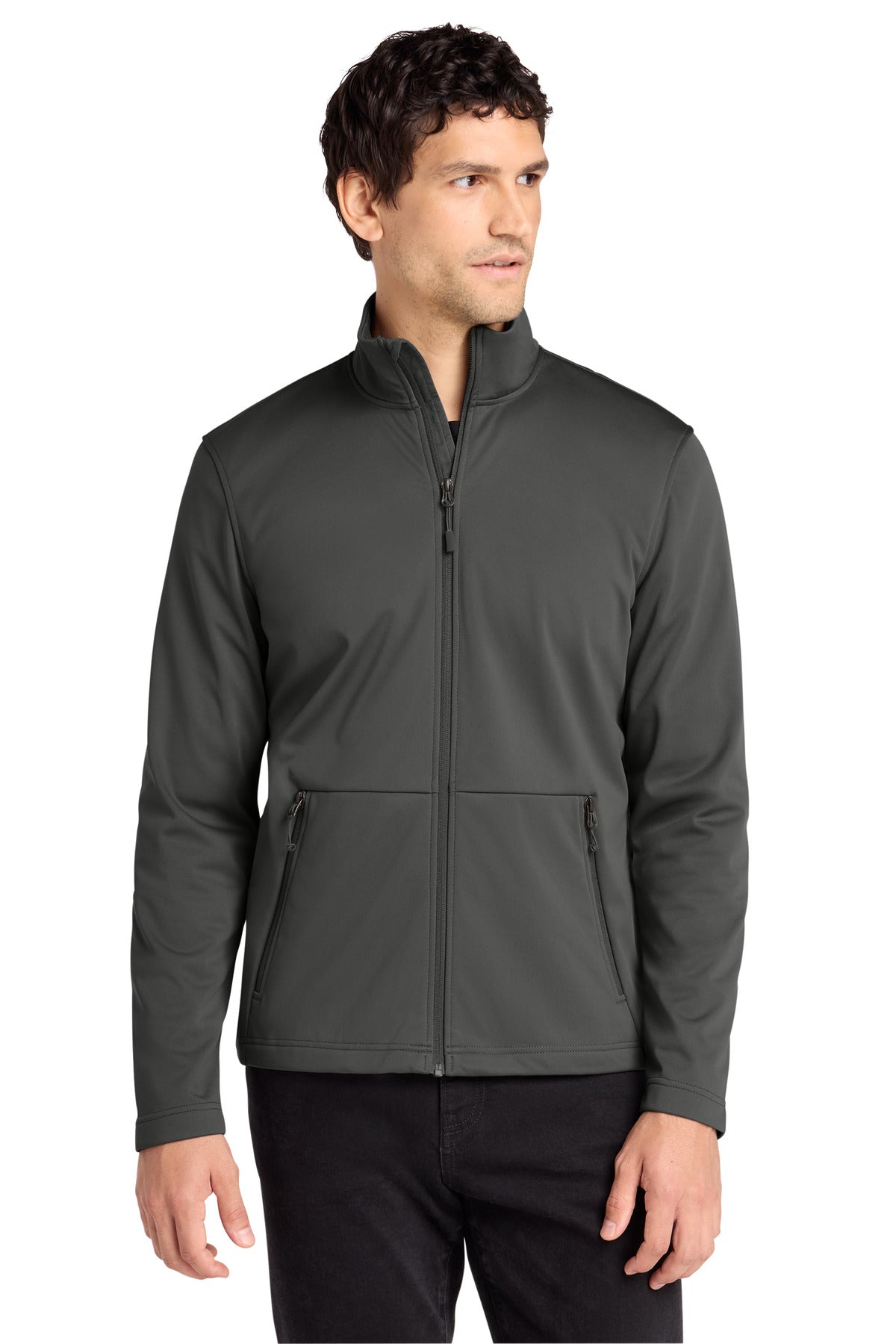 Front View of GreySteel Port Authority Flexshell Jacket J617 plain