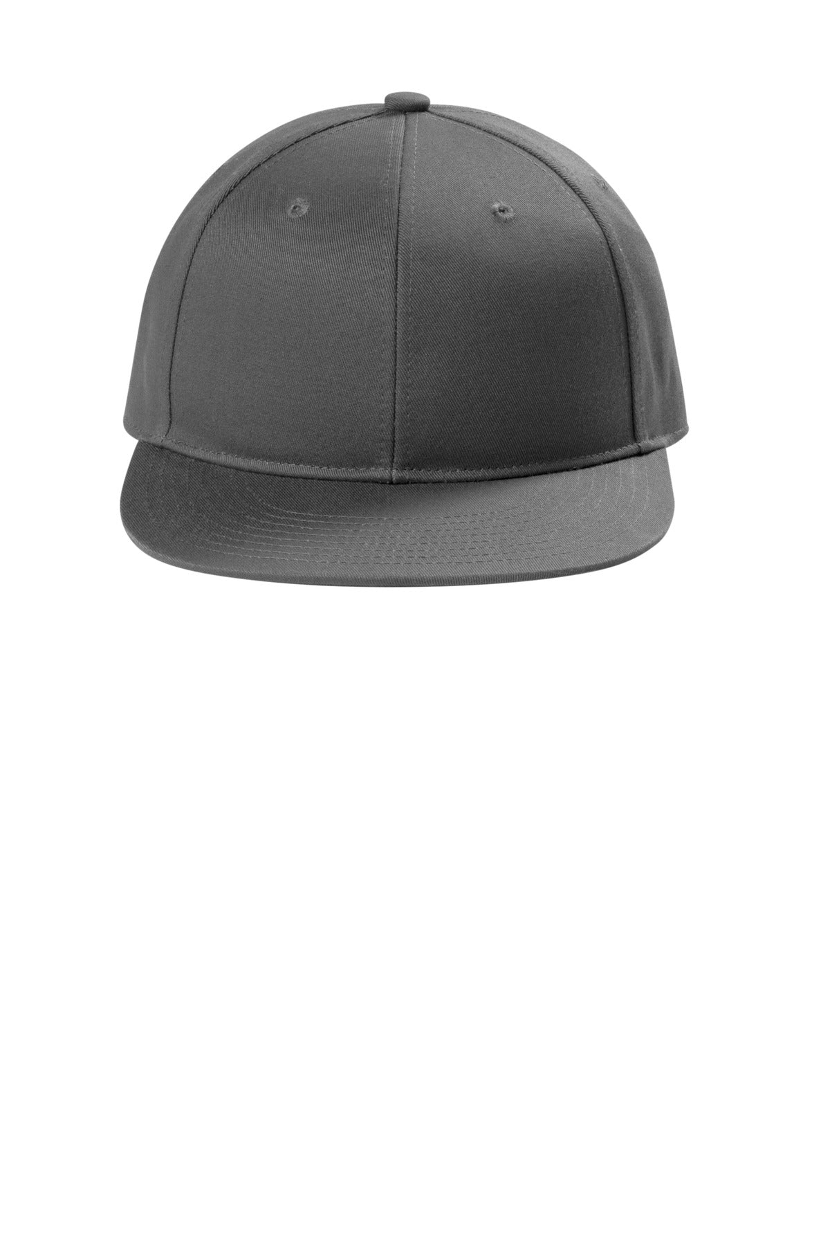 Front View of GreySteel Port Authority Snapback Flat Bill Cap C406 plain