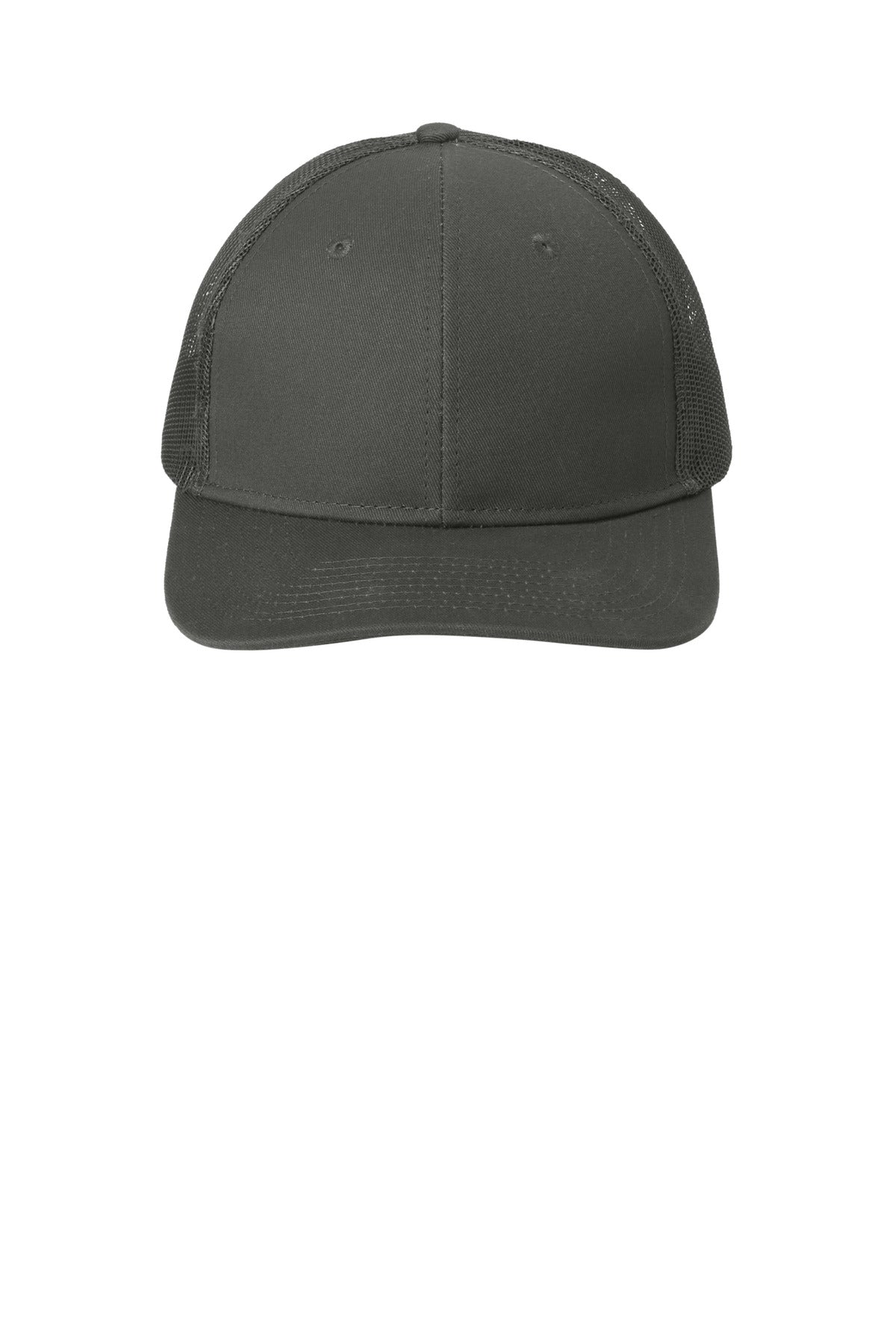 Front View of GreySteel Port Authority Snapback Trucker Cap. C402 plain