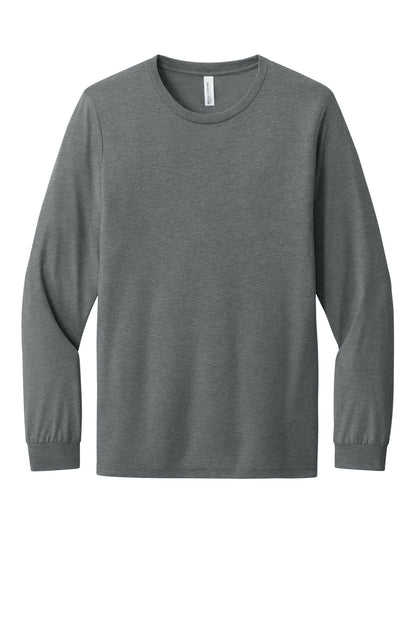 Front View of GreyTB BELLA+CANVAS Unisex Triblend Long Sleeve Tee BC3513 plain