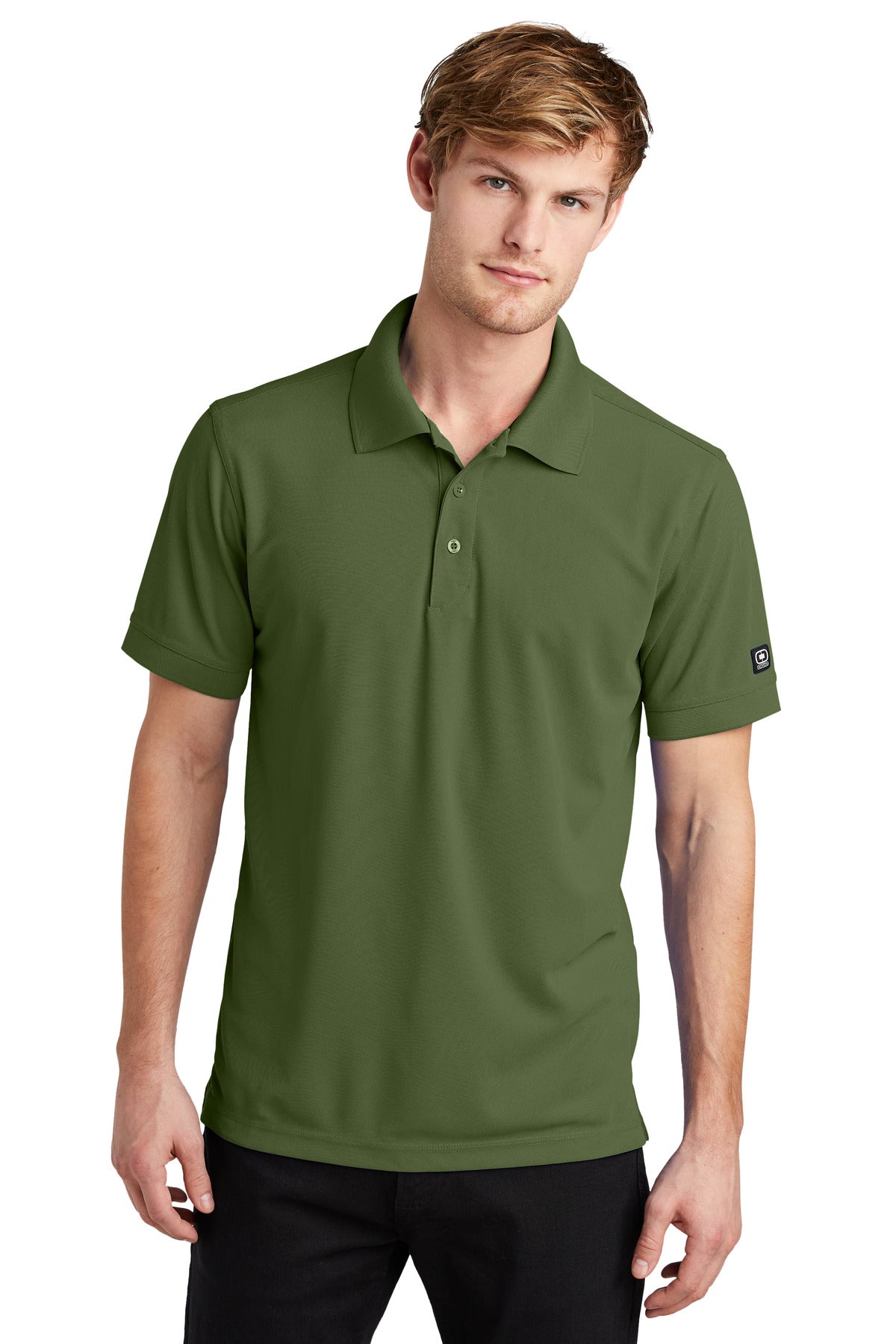 Front View of Grit Green OGIO - Caliber2.0 Polo OG101 plain