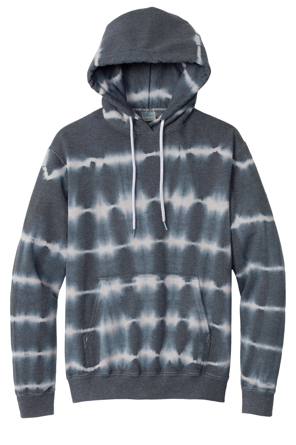 Front View of Grph/LtGry Port & Co Allover Stripe Tie-Dye Fleece PC143 plain