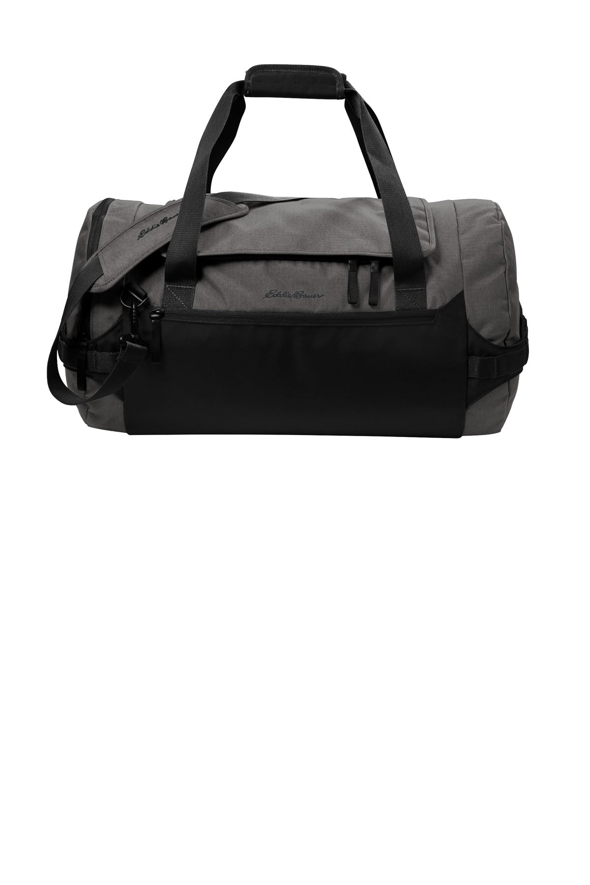 Front View of GStHtr/Blk Eddie Bauer Tour Duffel EB905 plain