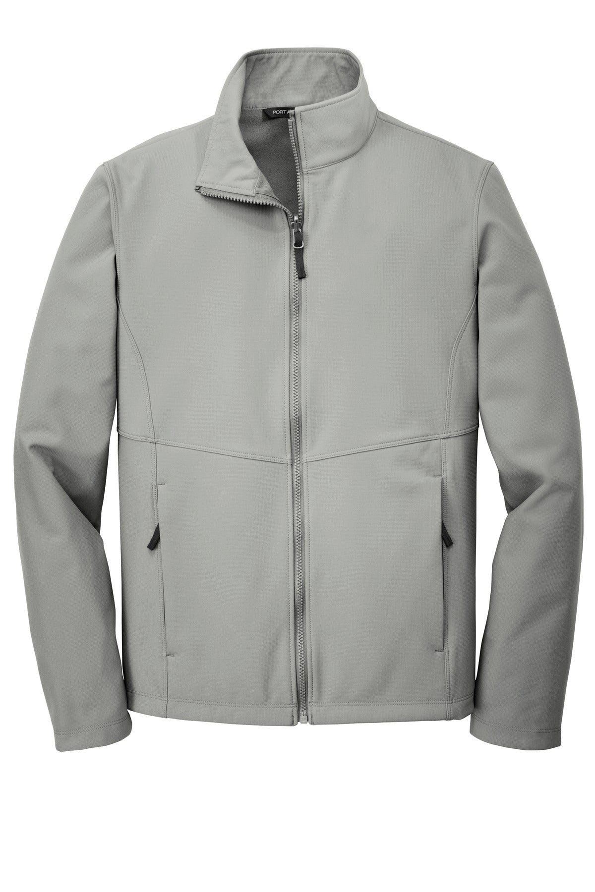 Front View of Gusty Grey Port Authority Collective Soft Shell Jacket. J901 plain