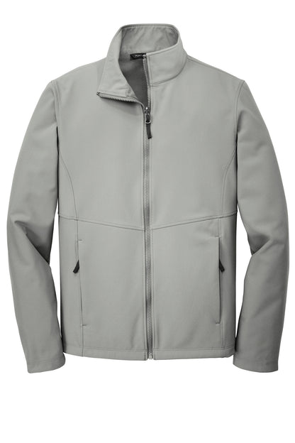 Front View of Gusty Grey Port Authority Collective Soft Shell Jacket. J901 plain