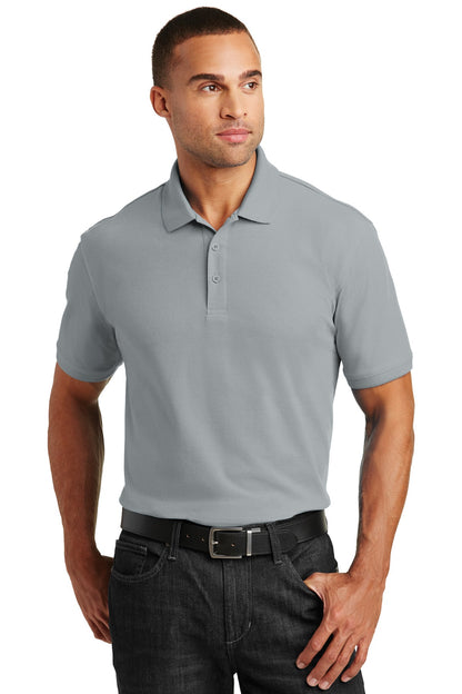 Front View of Gusty Grey Port Authority Core Classic Pique Polo. K100 plain