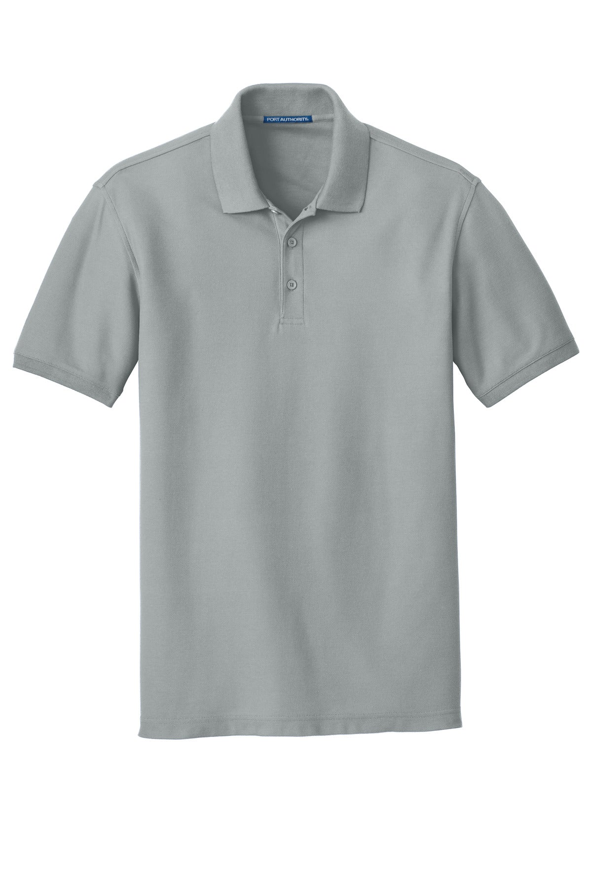 Front View of Gusty Grey Port Authority Core Classic Pique Polo. K100 plain