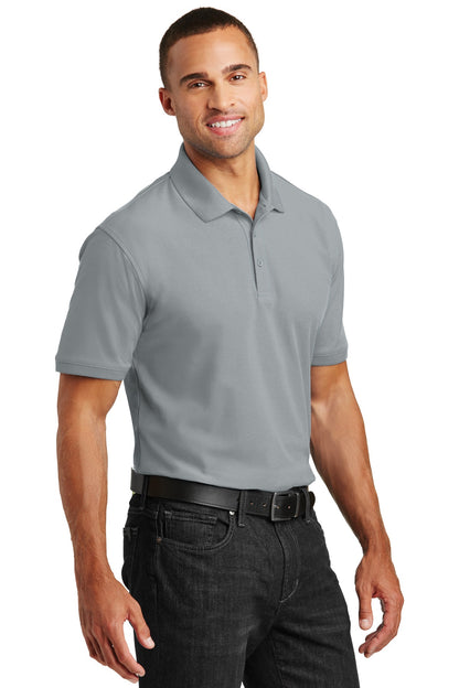 Front View of Gusty Grey Port Authority Core Classic Pique Polo. K100 plain