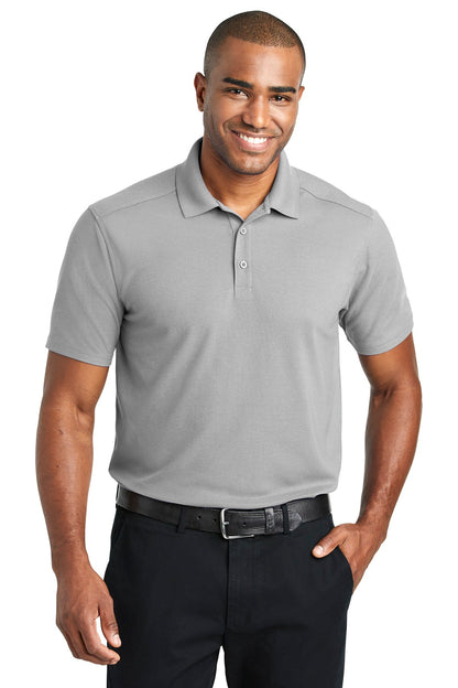 Front View of Gusty Grey Port Authority EZPerformance Pique Polo. K600 plain