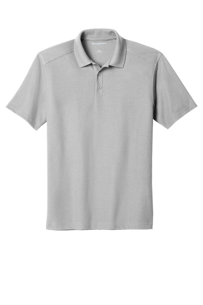 Front View of Gusty Grey Port Authority EZPerformance Pique Polo. K600 plain