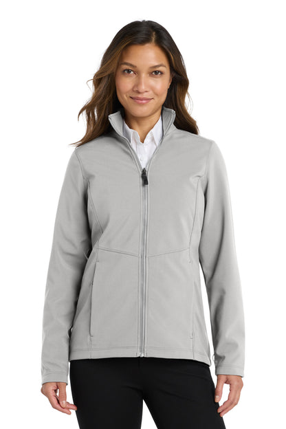 Front View of Gusty Grey Port Authority Women's Collective Soft Shell Jacket. L901 plain