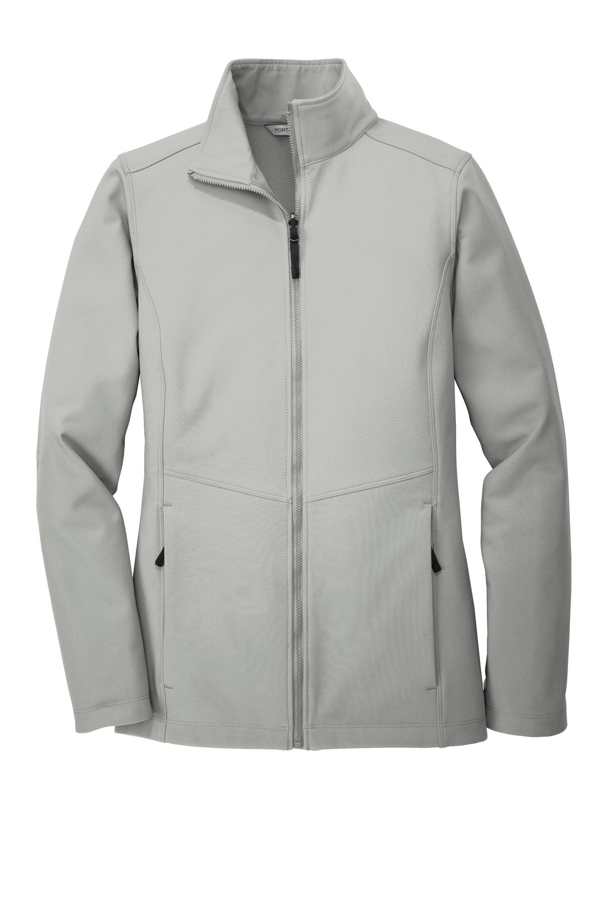 Front View of Gusty Grey Port Authority Women's Collective Soft Shell Jacket. L901 plain