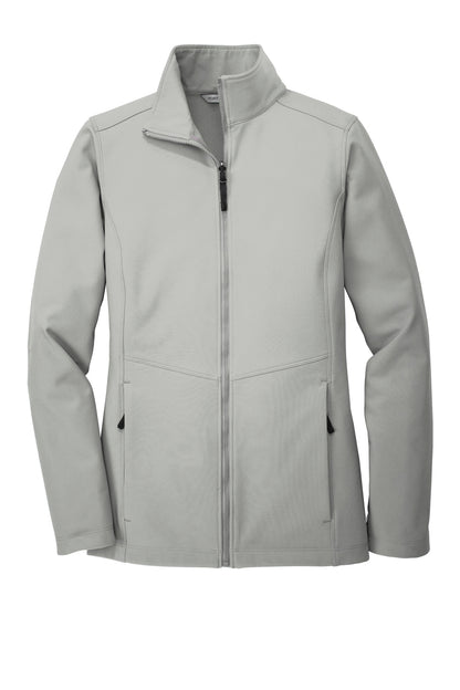 Front View of Gusty Grey Port Authority Women's Collective Soft Shell Jacket. L901 plain