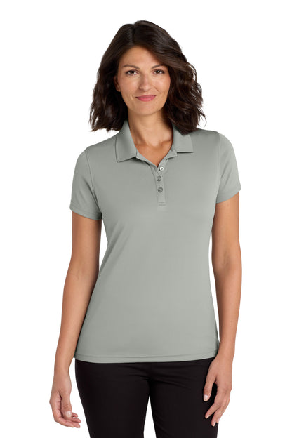 Front View of Gusty Grey Port Authority Women's Dry Zone UV Micro-Mesh Polo. LK110 plain