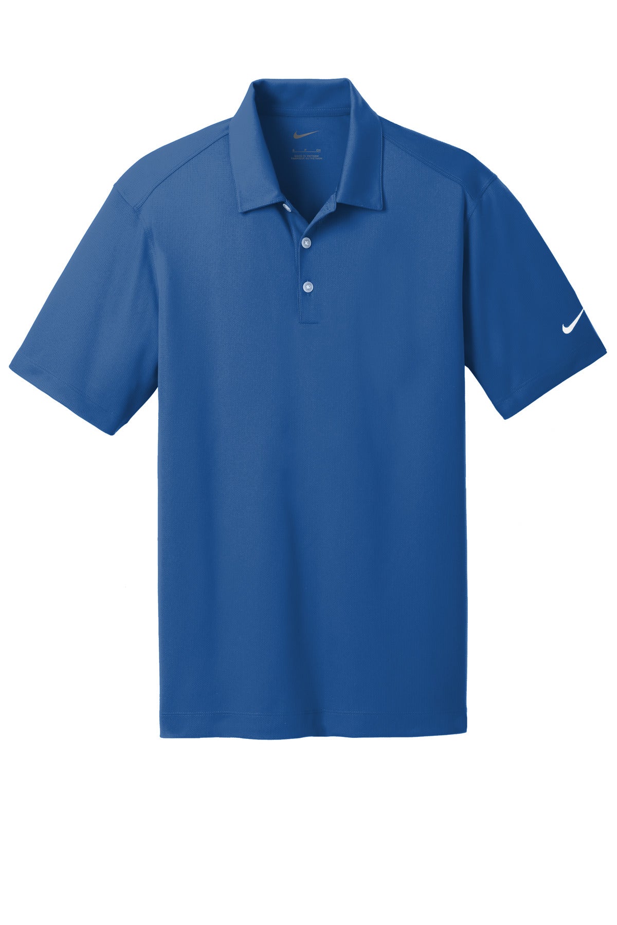 Front View of Gym Blue Nike Dri-FIT Vertical Mesh Polo. 637167 plain