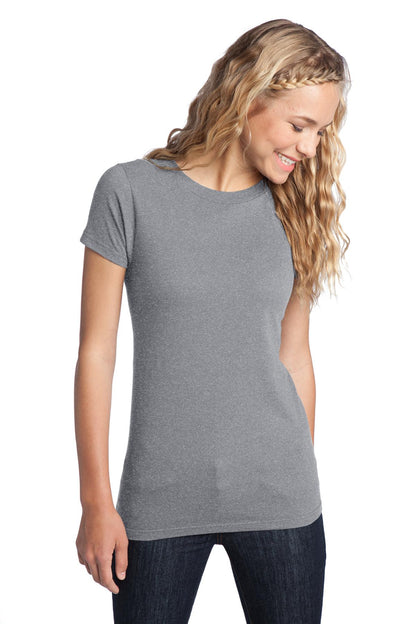 Front View of Heather Grey District Women's Fitted The Concert Tee DT5001 plain