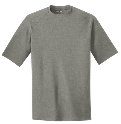 Front View of Heather Grey Sport-Tek Ultimate Performance Crew. ST700 plain